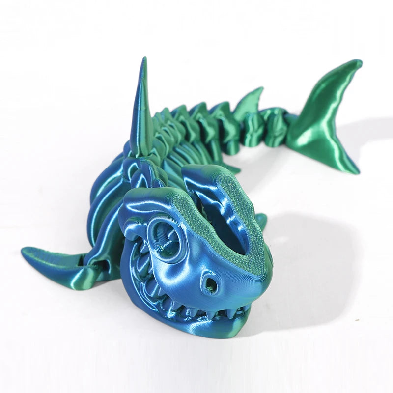 3D printed shark body joints can be modeled freely swinging toys, suitable for decoration, ornaments, holiday decoration gifts.