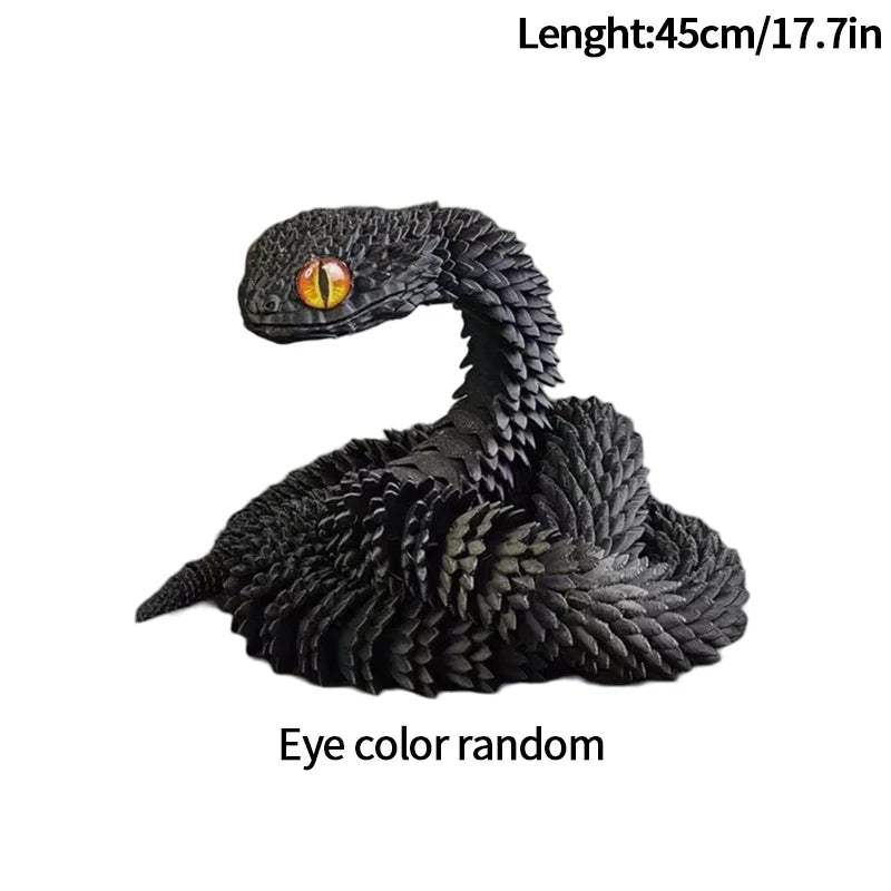 3D Printed Snake Fidget Toys Crystal Dragon Flexible Joints Executive Desk Toys Home Office Decor Perfect Gifts for Autism/ADHD