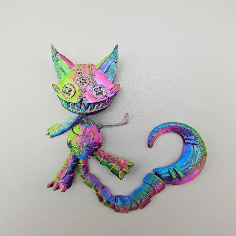 3D-printed Long-tailed Devil Cat with Movable Joints Throughout Its Body Stress-relieving Decorative Ornamen & Children's Gift