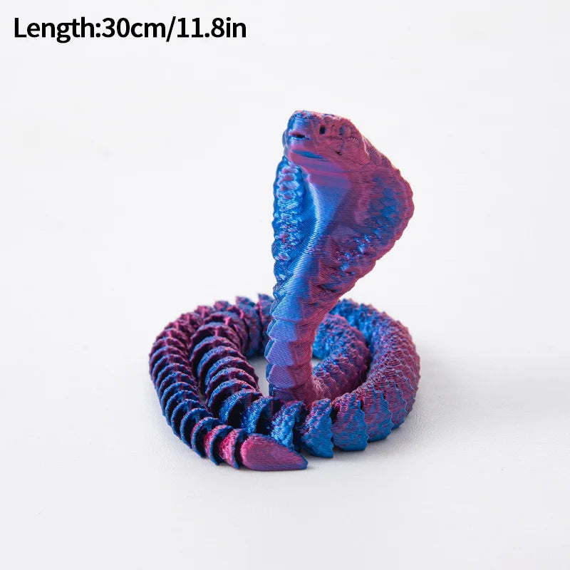 3D Printed Snake Fidget Toys Crystal Dragon Flexible Joints Executive Desk Toys Home Office Decor Perfect Gifts for Autism/ADHD
