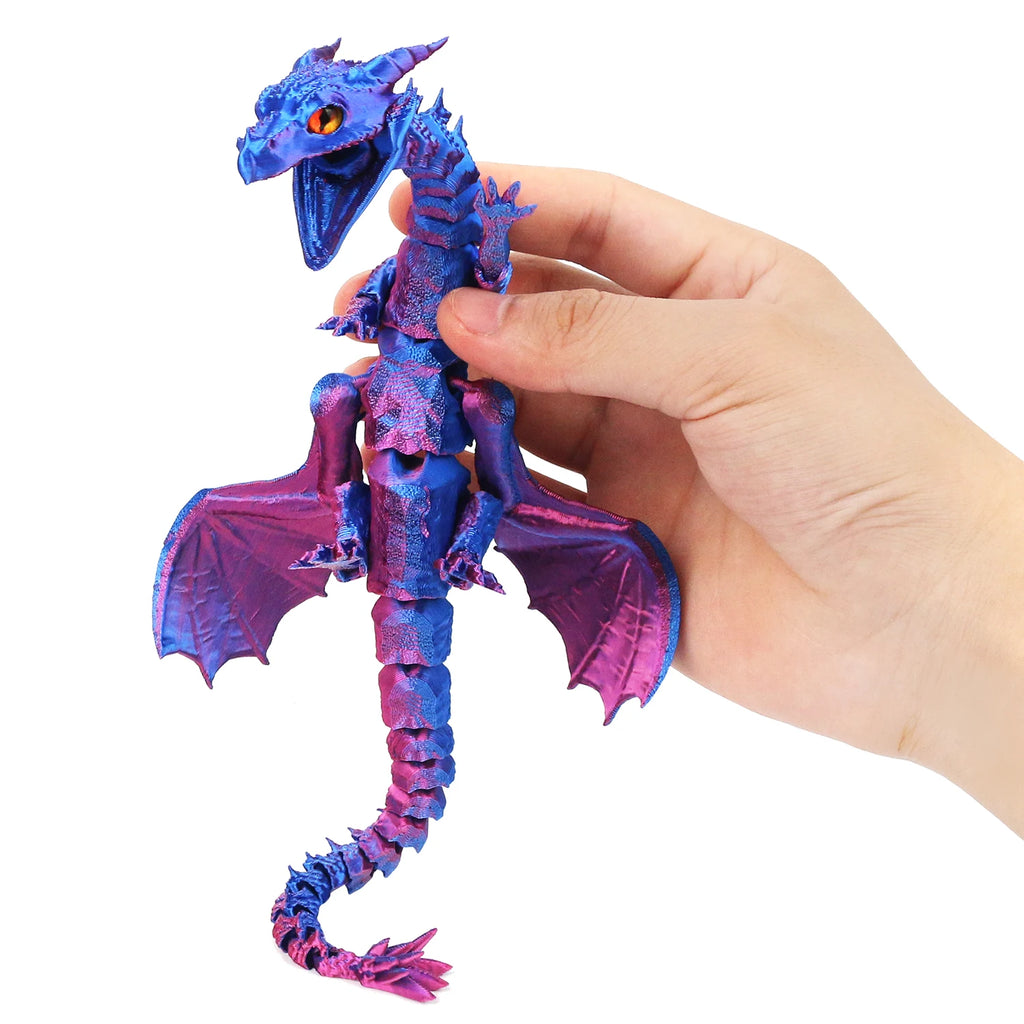 3D printed dragon wings, flying dragon with movable mouth and joints, decorative ornament gift