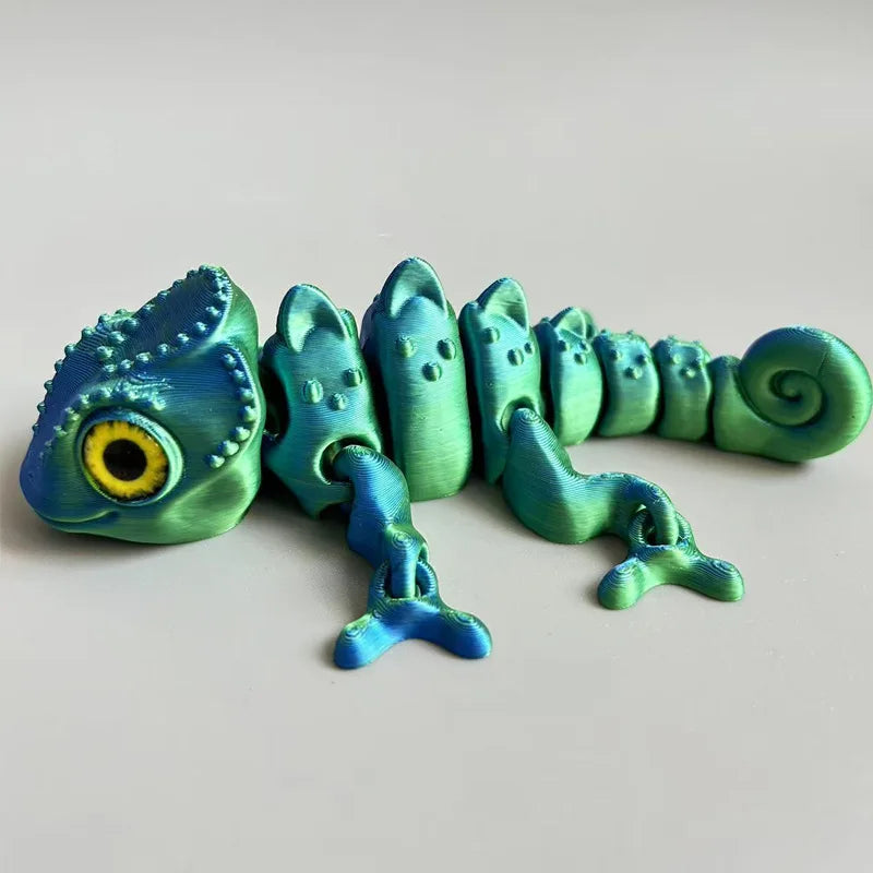 3 pieces/set of 3D printed chameleon models, colorful eyes, movable joints, creative collection desktop decoration gifts