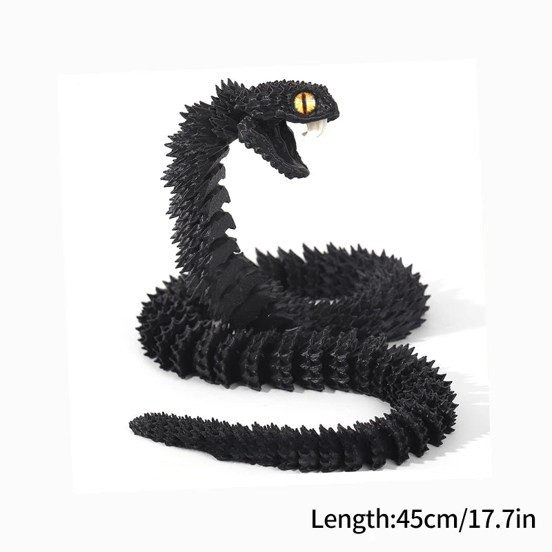 3D Printed Snake Fidget Toys Crystal Dragon Flexible Joints Executive Desk Toys Home Office Decor Perfect Gifts for Autism/ADHD