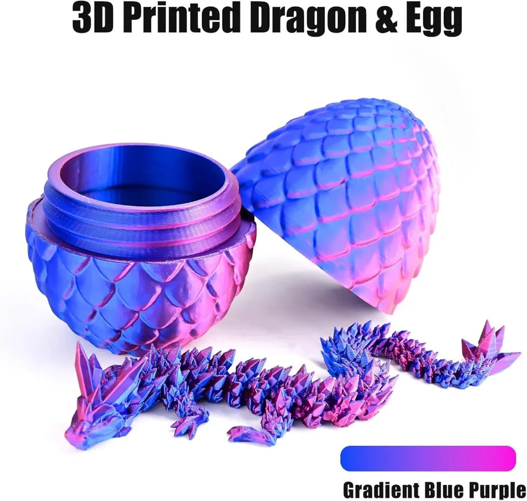 1/2PCS 3D Printed Dragon Egg with Dragon Fully Articulated Dragon Model Movable Rotatable Articulated Desktop Ornament Kid Toy