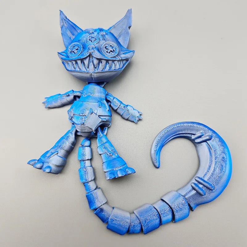 3D-printed Long-tailed Devil Cat with Movable Joints Throughout Its Body Stress-relieving Decorative Ornamen & Children's Gift