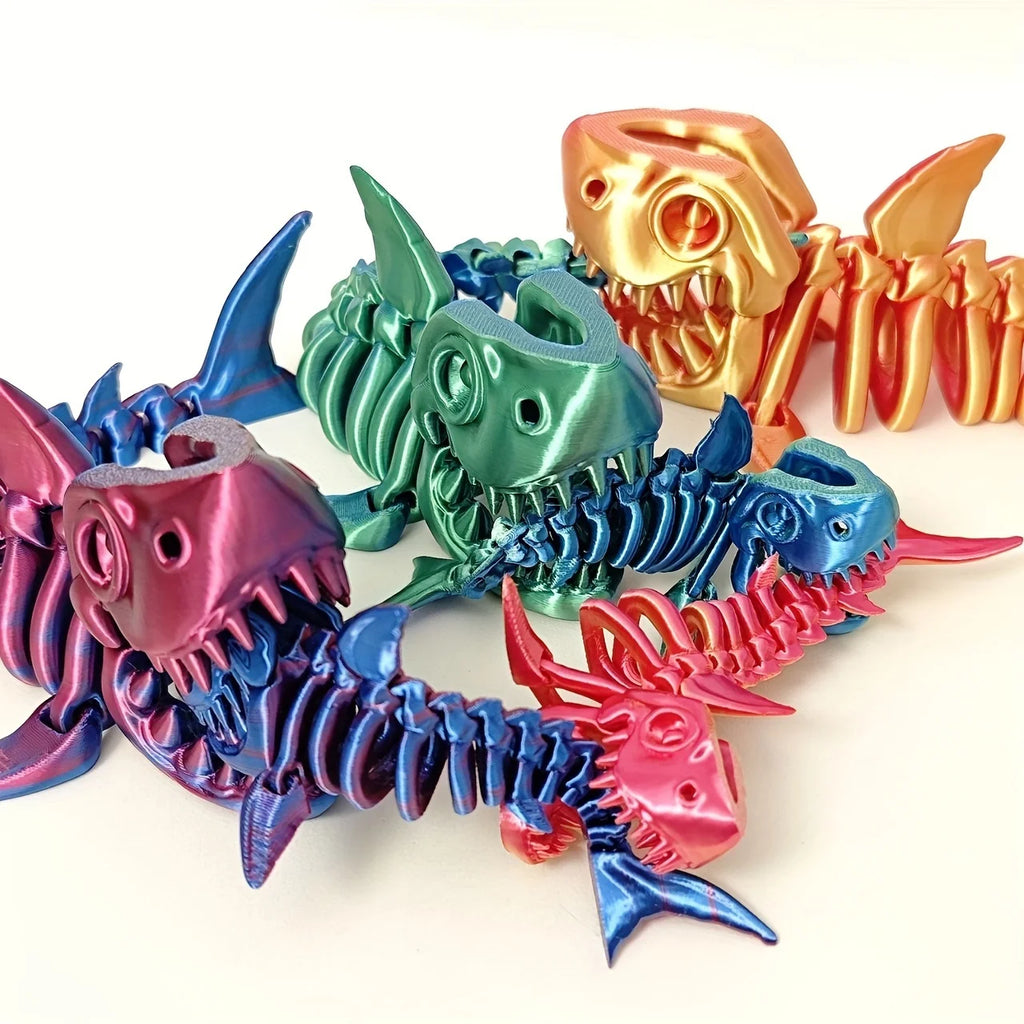 3D Printed Articulated Shark Skeleton Ornament, Ideal for Halloween, Easter, Christmas Gifts for Enthusiasts And Collectors