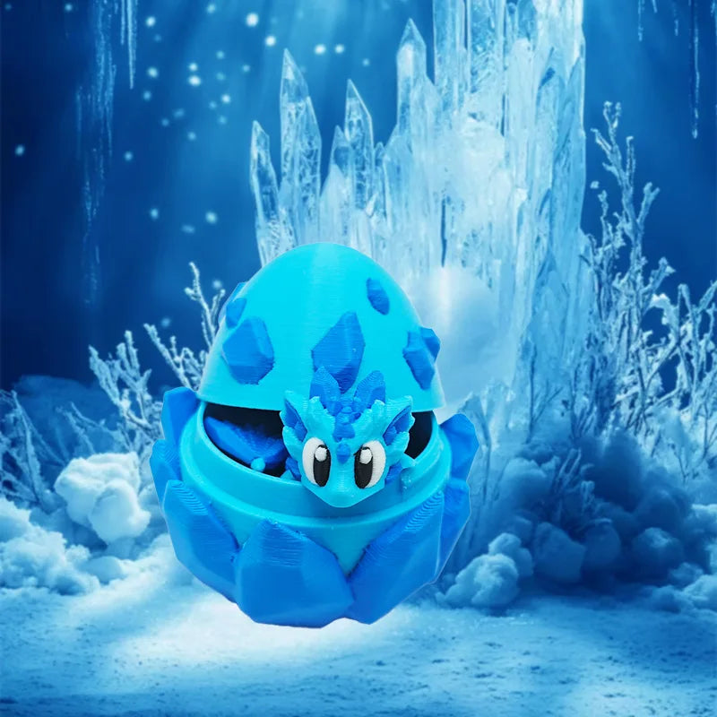 3D Printed Ice Dragon Egg Tyrannosaurus Rex Joint Movable Handicraft Ornaments, Gifts, Figurines, Animal Models, Home Decoration