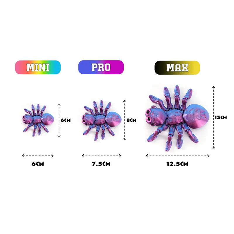 3D Printed Spider Animals Toy Realistic Colorful Spider Figurine Articulated Fidget Toy for Spider Lovers Halloween Home Decor