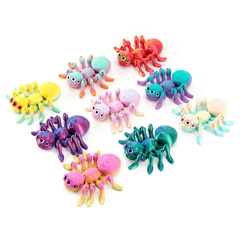 3D Printed Spider Animals Toy Realistic Colorful Spider Figurine Articulated Fidget Toy for Spider Lovers Halloween Home Decor