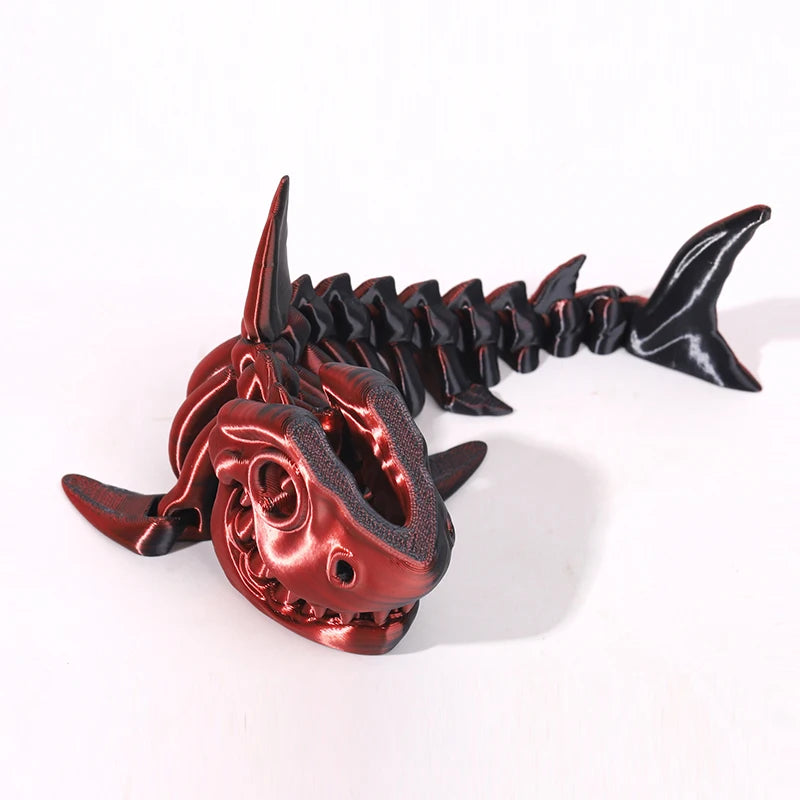 3D printed shark body joints can be modeled freely swinging toys, suitable for decoration, ornaments, holiday decoration gifts.
