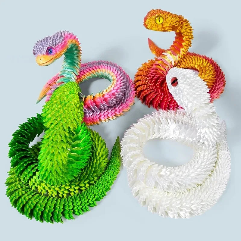 30/60cm 3D Printed Snake Action Figures Articulated Movable Joint Simulation Snake Model Sensory Toys 3D Printed Toys for Kids