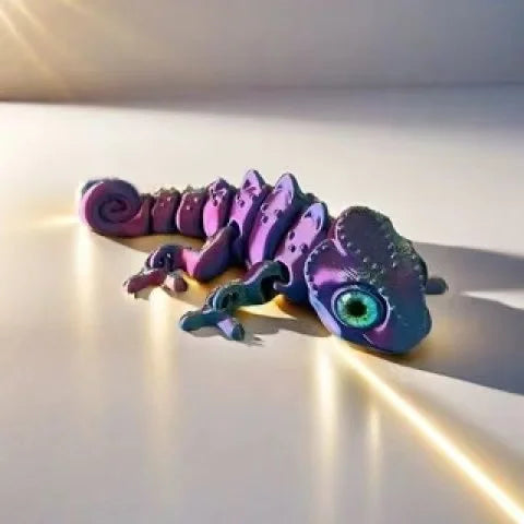 3 pieces/set of 3D printed chameleon models, colorful eyes, movable joints, creative collection desktop decoration gifts