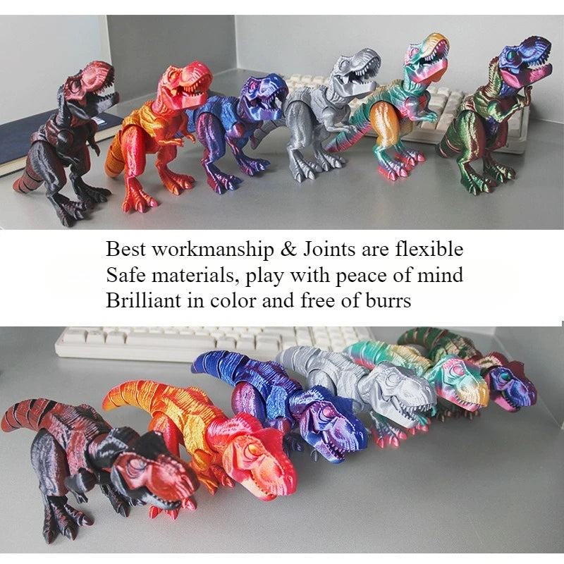 3d Printed Muscle Tyrannosaurus Rex Dinosaur Children's Creative Toy Stall, Multi-color Free Joint Decorative Model Ornament