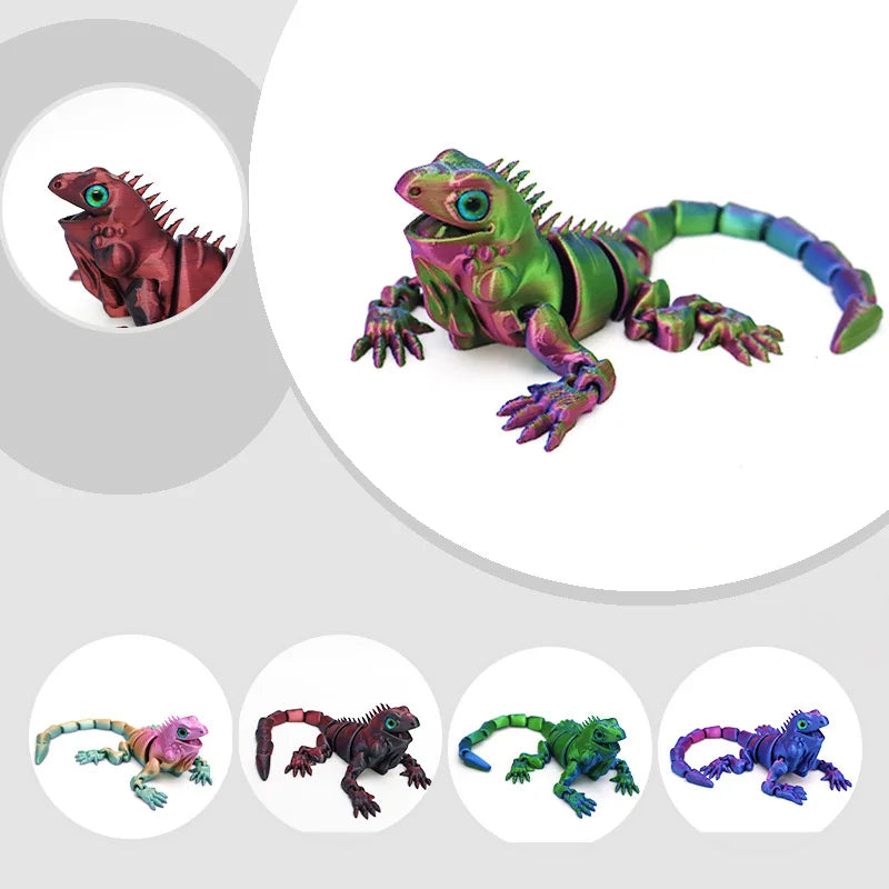 New Multi-joint Movable 3D Printed Iguana Mizusai Lizard Animals Mini Cute Relief Sensory Toy Funny Home Accessories Kids Gift