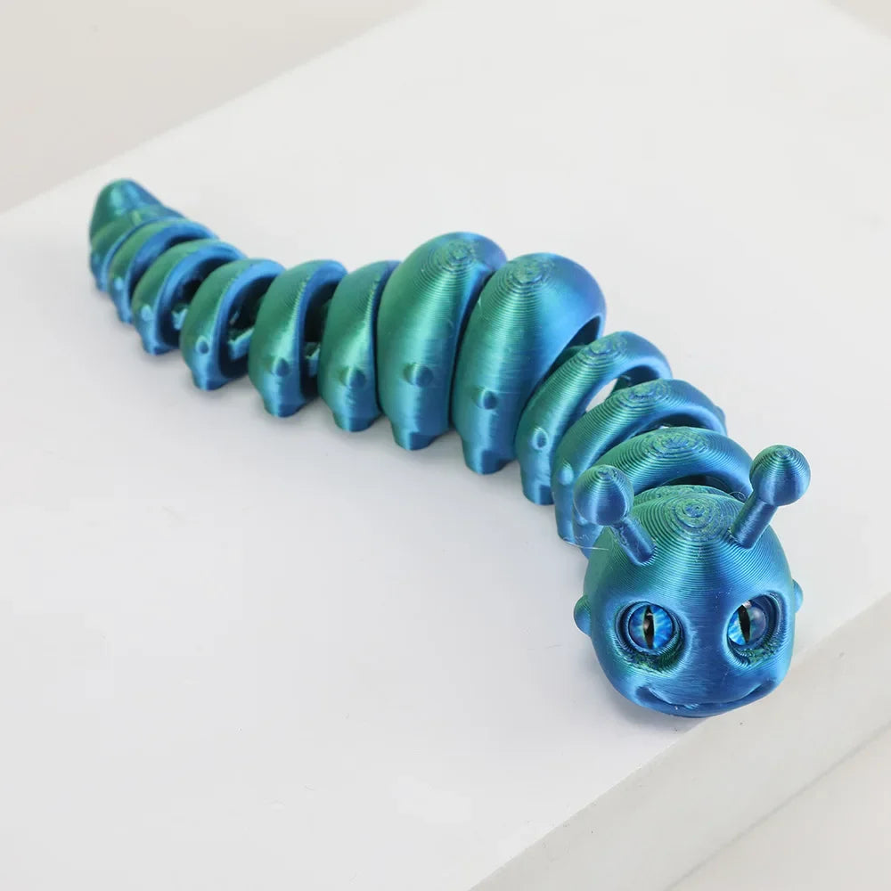 New 3D Printed Caterpillar Toy with Fully Articulated Joints Cute Cartoon Toy Ornament for Home Office Decor &Christmas Gifts