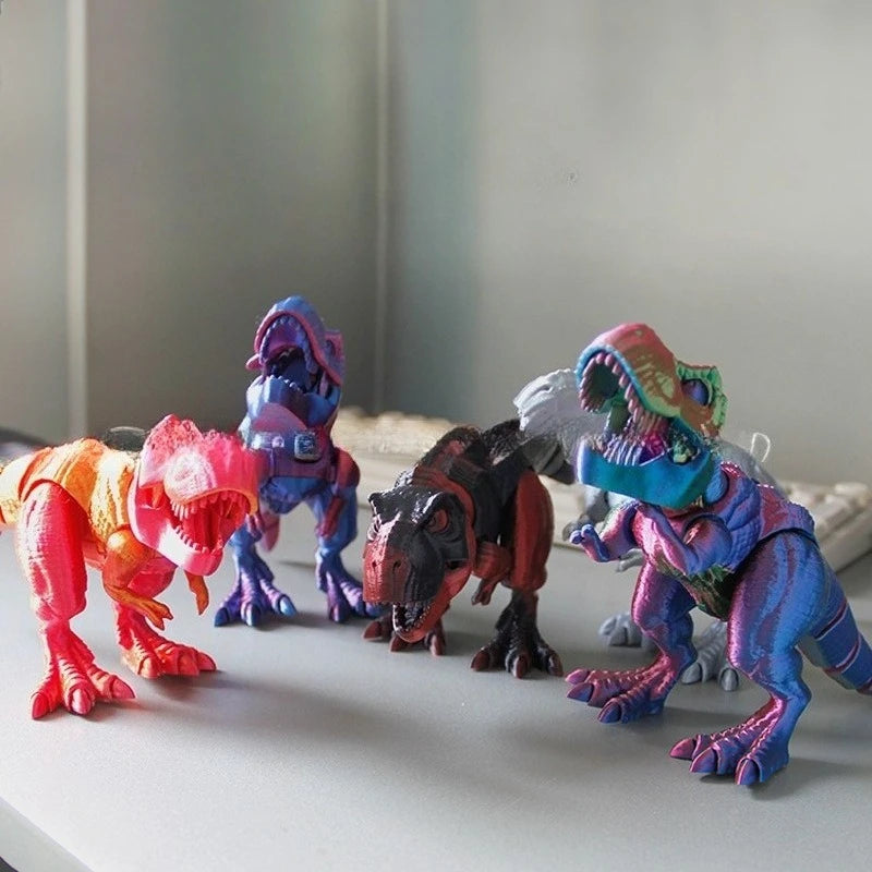3d Printed Muscle Tyrannosaurus Rex Dinosaur Children's Creative Toy Stall, Multi-color Free Joint Decorative Model Ornament