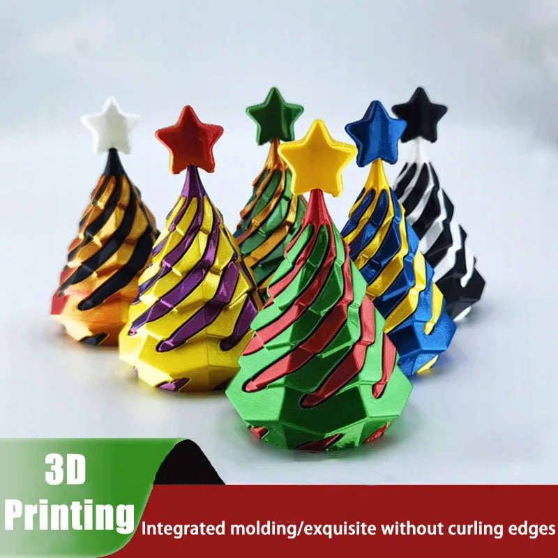 3D printed Christmas tree Mini 3d Printed Christmas Rotating Push and Push Music Ornament Halloween Kid Toy Companionship Gif