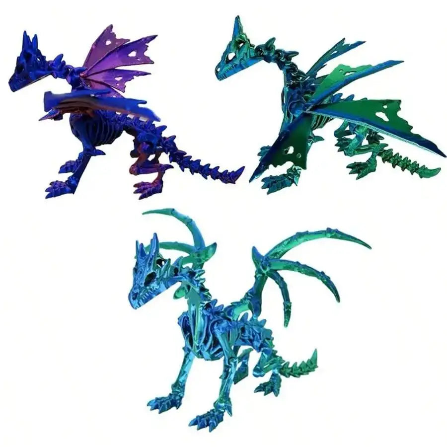 1Pc 3D Printed Dragon Skeleton With Movable Joints - Versatile Indoor/Outdoor Decor, Unique Animal Model Ornament Dragon Figurin