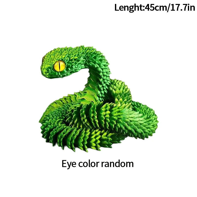 3D Printed Snake Fidget Toys Crystal Dragon Flexible Joints Executive Desk Toys Home Office Decor Perfect Gifts for Autism/ADHD