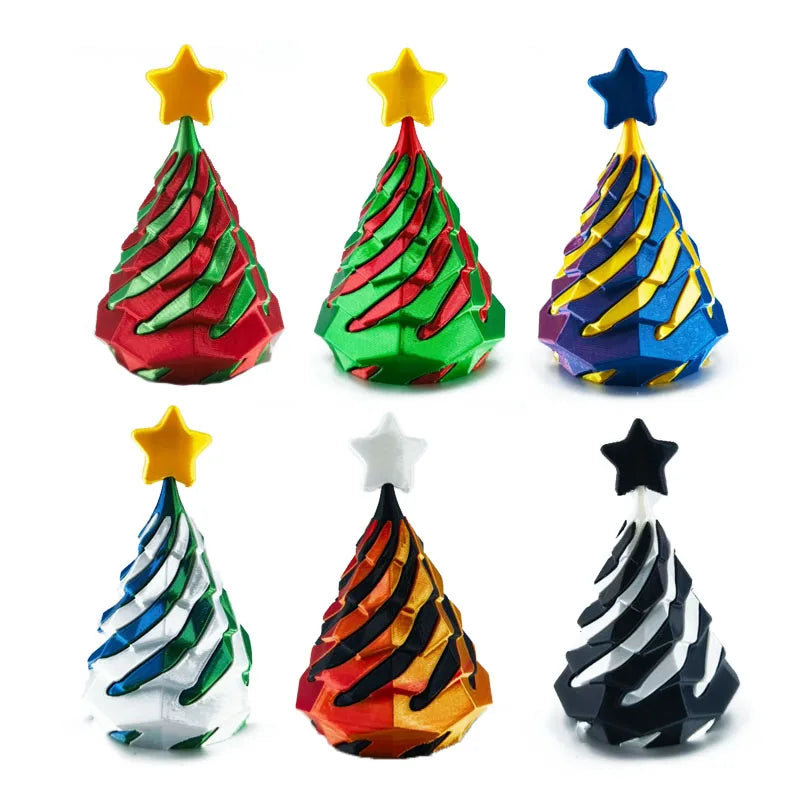 3D printed Christmas tree Mini 3d Printed Christmas Rotating Push and Push Music Ornament Halloween Kid Toy Companionship Gif