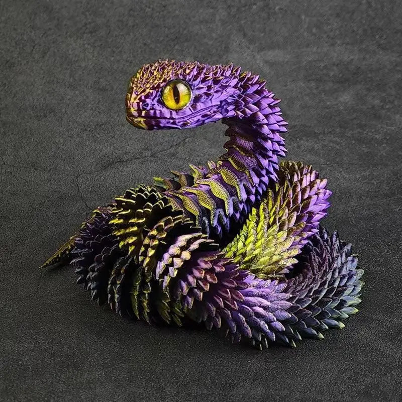 3D Printed Snake 45/60cm Articulated Snake Joint Mobility Simulation Animals Snake Office Desktop Ornament Kids Christmas Gift
