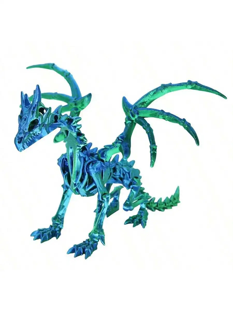 1Pc 3D Printed Dragon Skeleton With Movable Joints - Versatile Indoor/Outdoor Decor, Unique Animal Model Ornament Dragon Figurin