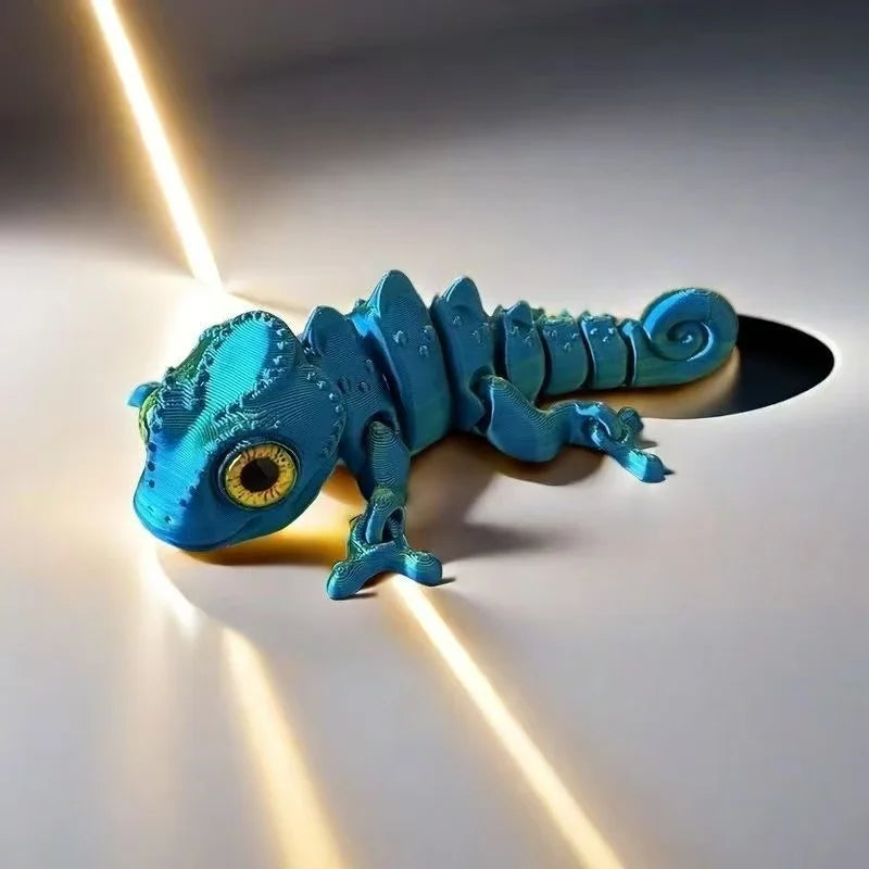 3 pieces/set of 3D printed chameleon models, colorful eyes, movable joints, creative collection desktop decoration gifts