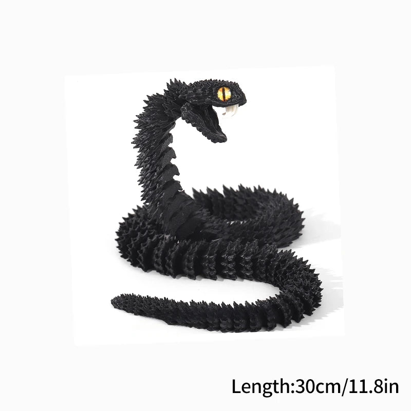 3D Printed Snake Fidget Toys Crystal Dragon Flexible Joints Executive Desk Toys Home Office Decor Perfect Gifts for Autism/ADHD