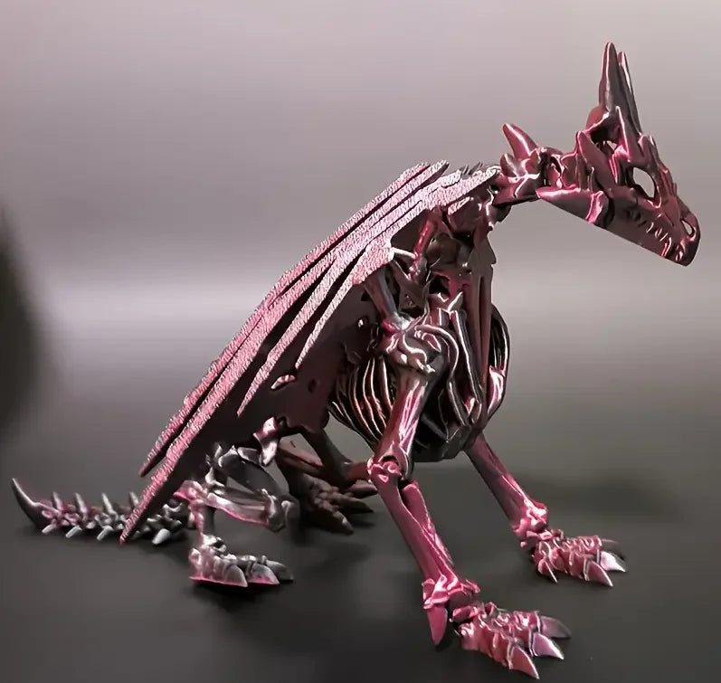 1Pc 3D Printed Dragon Skeleton With Movable Joints - Versatile Indoor/Outdoor Decor, Unique Animal Model Ornament Dragon Figurin