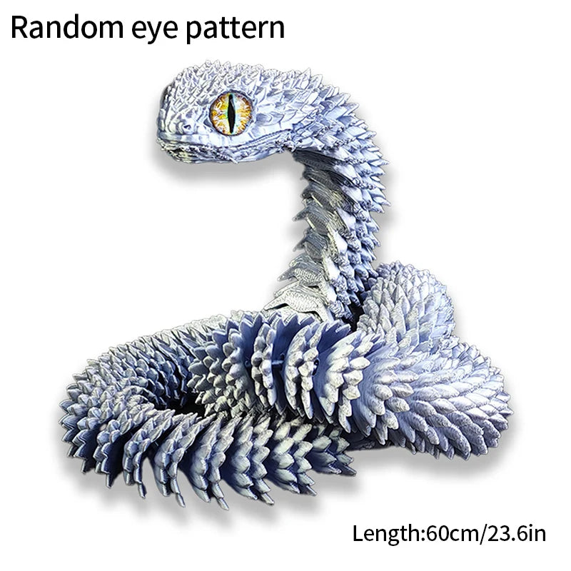 3D Printed Snake Fidget Toys Crystal Dragon Flexible Joints Executive Desk Toys Home Office Decor Perfect Gifts for Autism/ADHD
