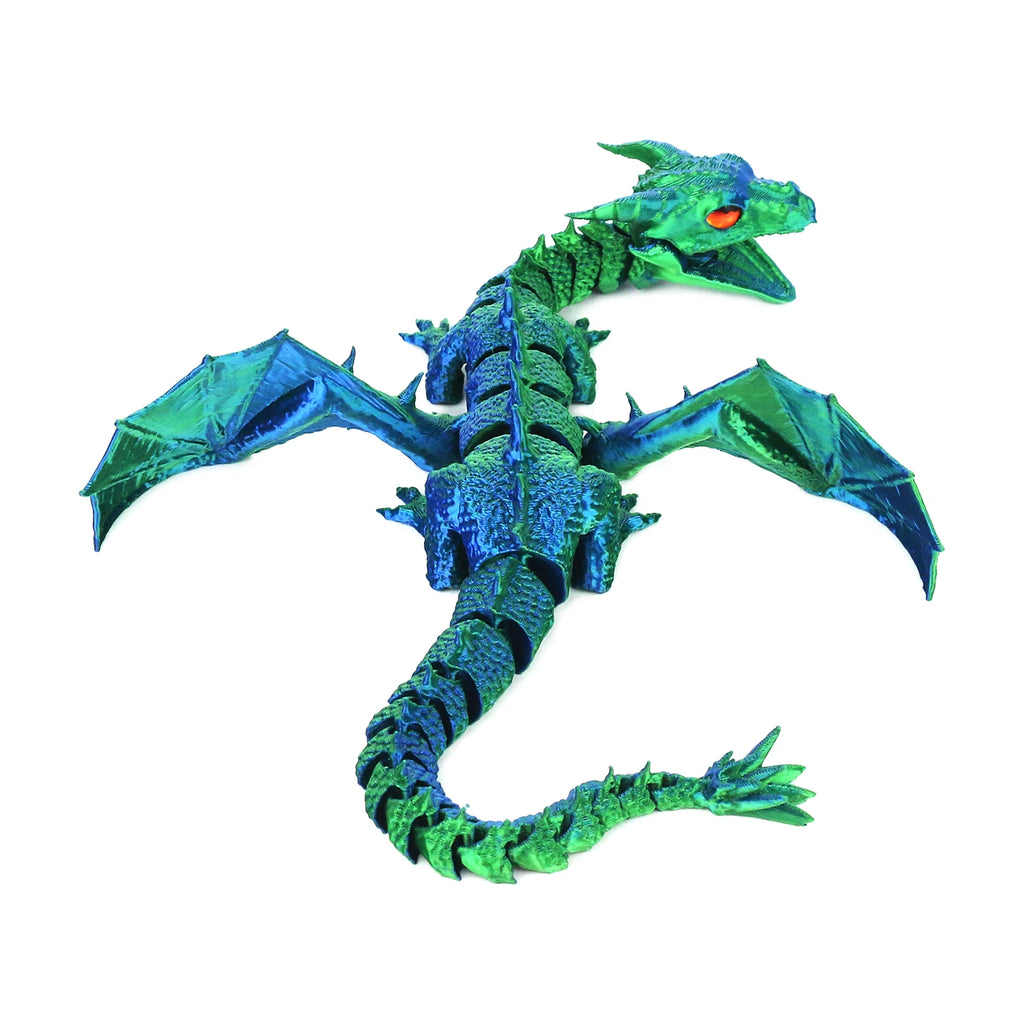 3D printed dragon wings, flying dragon with movable mouth and joints, decorative ornament gift