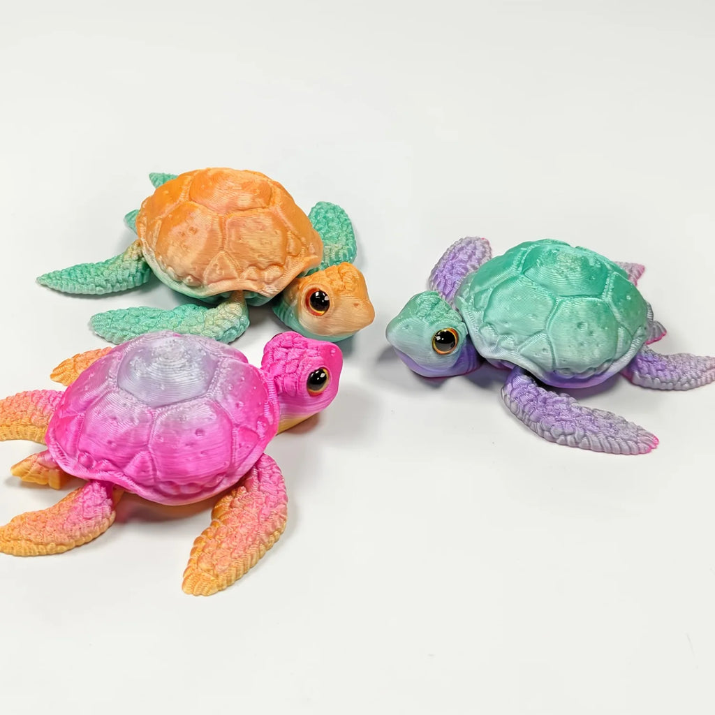 3D Printed Colorful Sea Turtle Model Tortoise Status Flexible Joint Home Office Decor Stress Relief Toy for Autism Fidget Toys