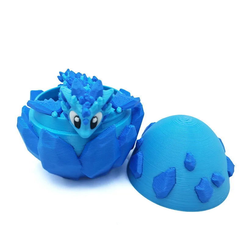 3D Printed Ice Dragon Egg Tyrannosaurus Rex Joint Movable Handicraft Ornaments, Gifts, Figurines, Animal Models, Home Decoration