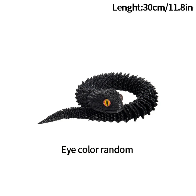 3D Printed Snake Fidget Toys Crystal Dragon Flexible Joints Executive Desk Toys Home Office Decor Perfect Gifts for Autism/ADHD