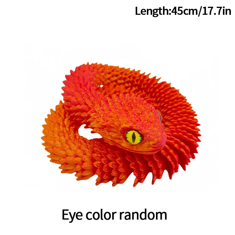 3D Printed Snake Fidget Toys Crystal Dragon Flexible Joints Executive Desk Toys Home Office Decor Perfect Gifts for Autism/ADHD