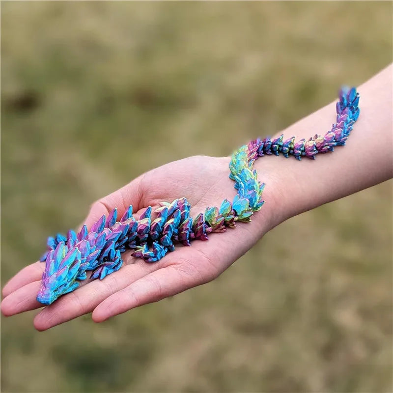 1Pc 3D Printed Gemstone Dragon Figurine-Iridescent Plastic Desk Decor, Ideal for Bedroom & Office, Perfect Gift for Christmas