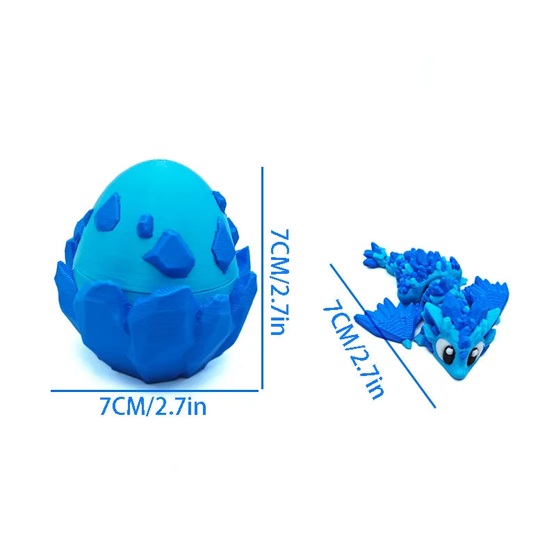 3D Printed Ice Dragon Egg Tyrannosaurus Rex Joint Movable Handicraft Ornaments, Gifts, Figurines, Animal Models, Home Decoration