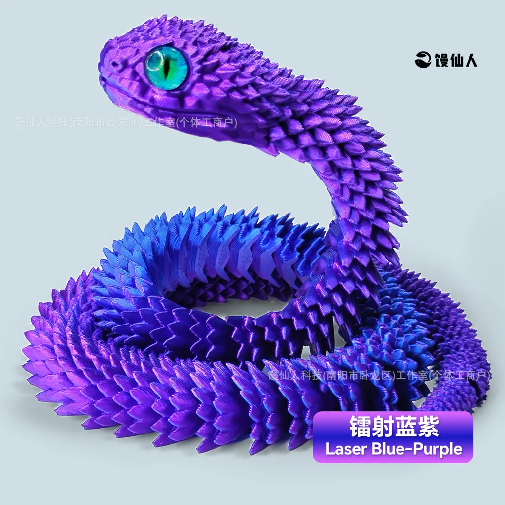30/60cm 3D Printed Snake Action Figures Articulated Movable Joint Simulation Snake Model Sensory Toys 3D Printed Toys for Kids