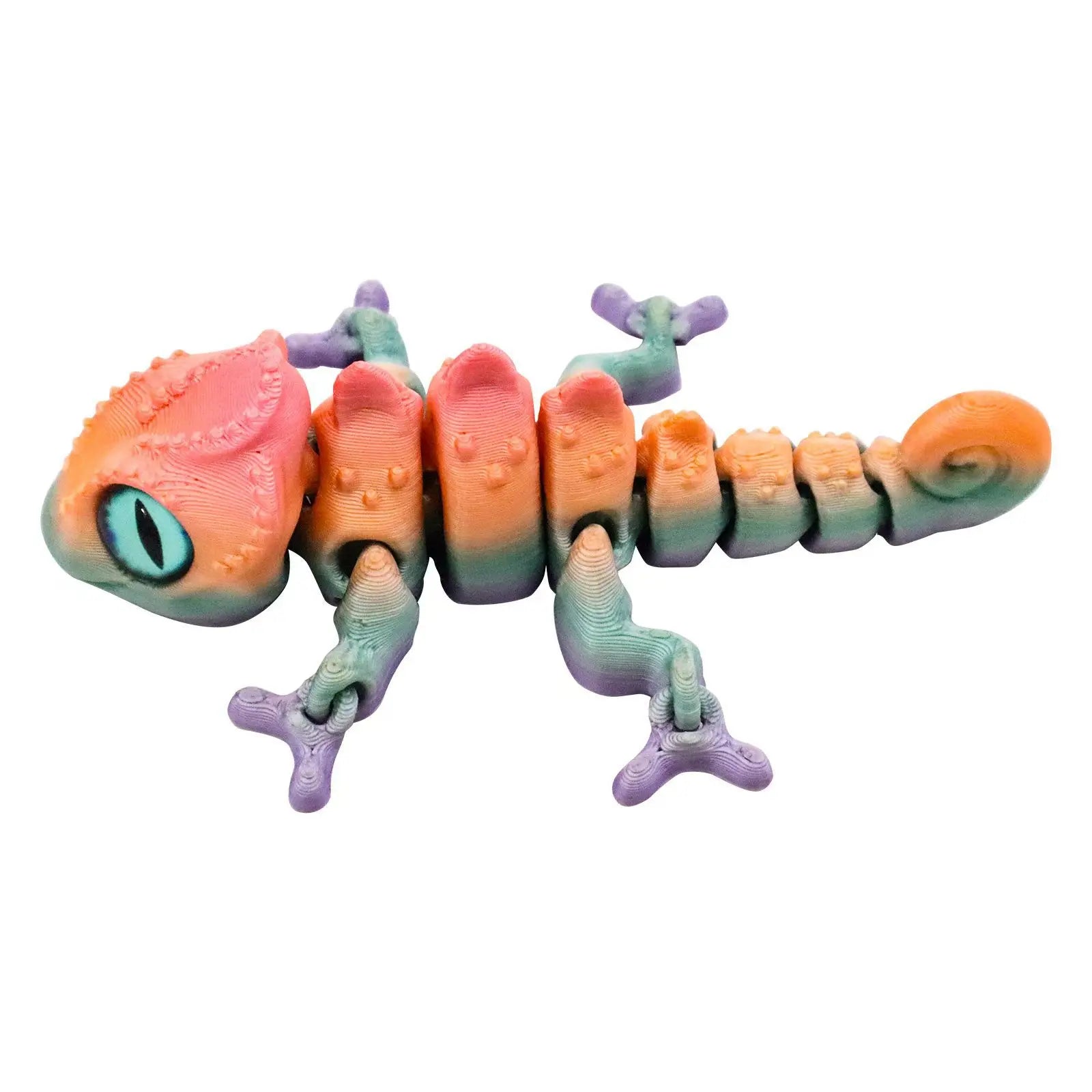3D Printing Chameleon Lizard Figures Multi-joint Movable Simulation Eyes for Home Accessories Kids Gift Living Room Decoration