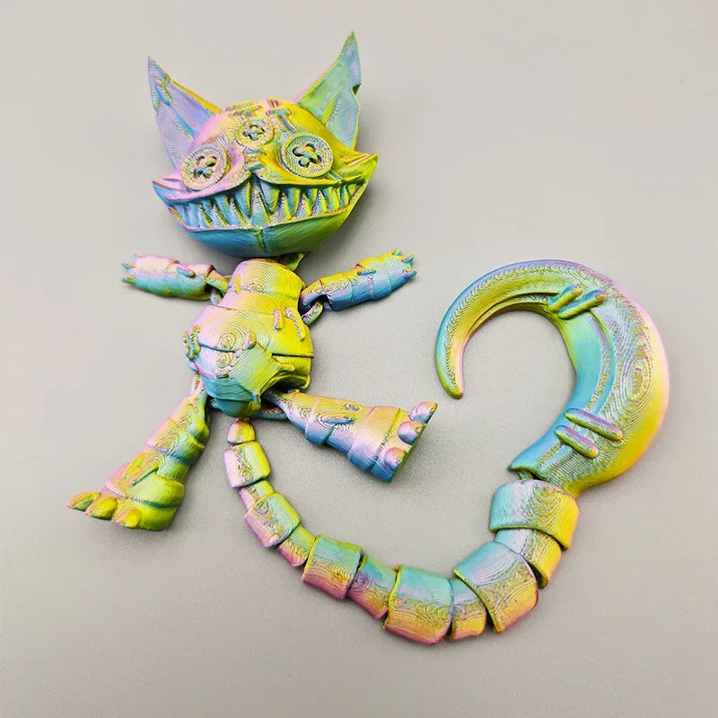 3D-printed Long-tailed Devil Cat with Movable Joints Throughout Its Body Stress-relieving Decorative Ornamen & Children's Gift