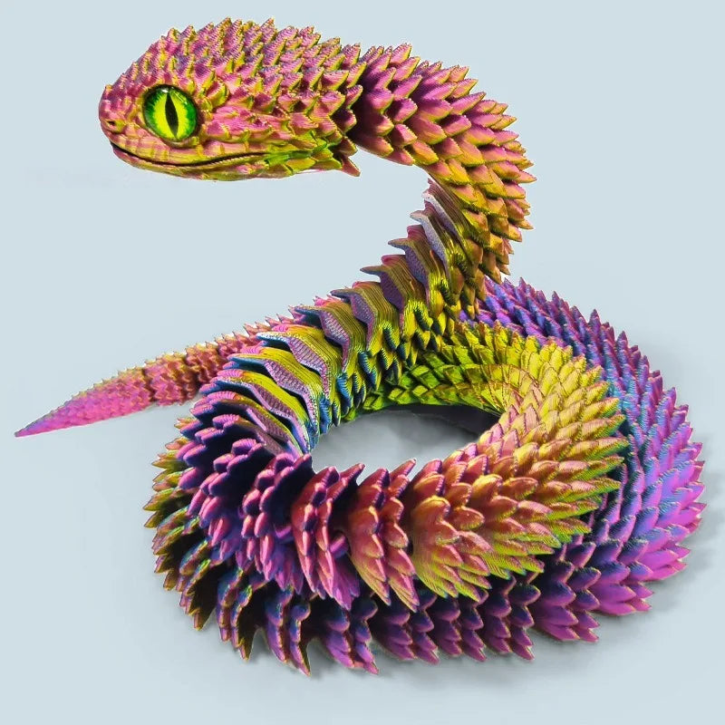 30/60cm 3D Printed Snake Action Figures Articulated Movable Joint Simulation Snake Model Sensory Toys 3D Printed Toys for Kids