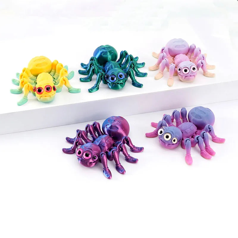 3D Printed Spider Animals Toy Realistic Colorful Spider Figurine Articulated Fidget Toy for Spider Lovers Halloween Home Decor