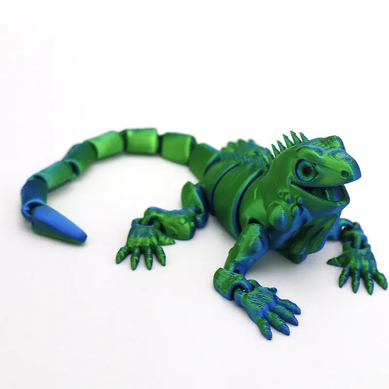 New Multi-joint Movable 3D Printed Iguana Mizusai Lizard Animals Mini Cute Relief Sensory Toy Funny Home Accessories Kids Gift