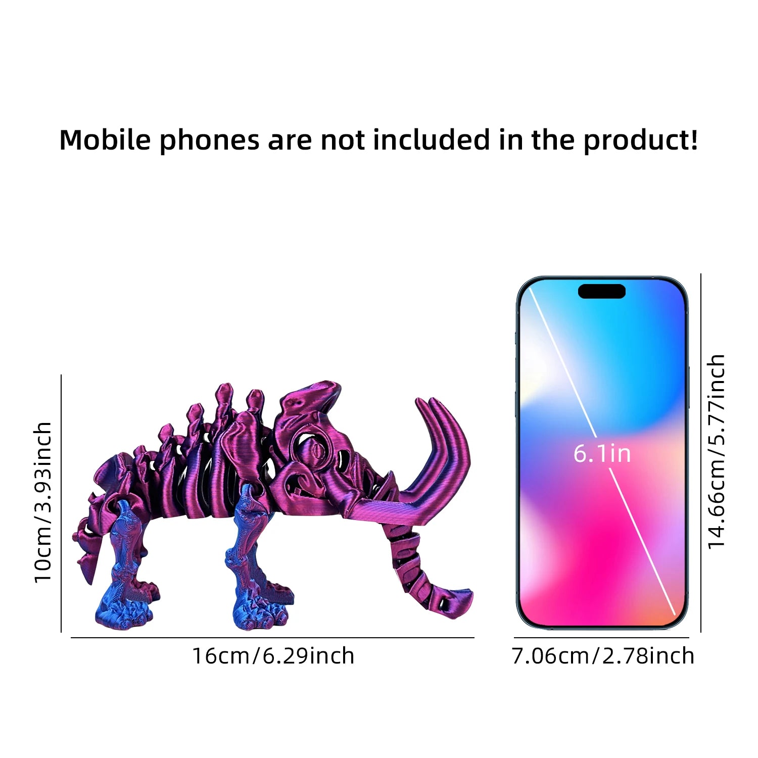 3D Printed Ornament Dinosaur Skeleton Mammoth Model Children's Toy Creative Birthday Gift