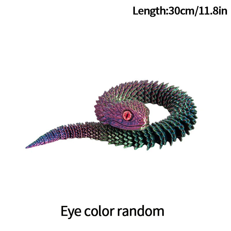 3D Printed Snake Fidget Toys Crystal Dragon Flexible Joints Executive Desk Toys Home Office Decor Perfect Gifts for Autism/ADHD