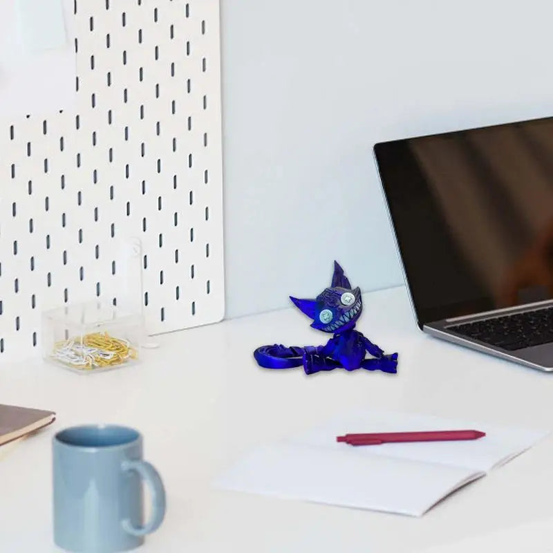 Creepy Cheshire Cat Action Figure Desk Toys 3D Sculpture Collectible Figurines Creepy Cat Figures with Movable Joints Desk Decor