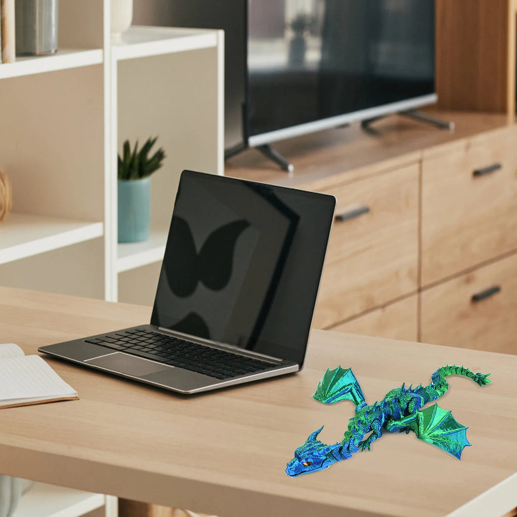 3D printed dragon wings, flying dragon with movable mouth and joints, decorative ornament gift