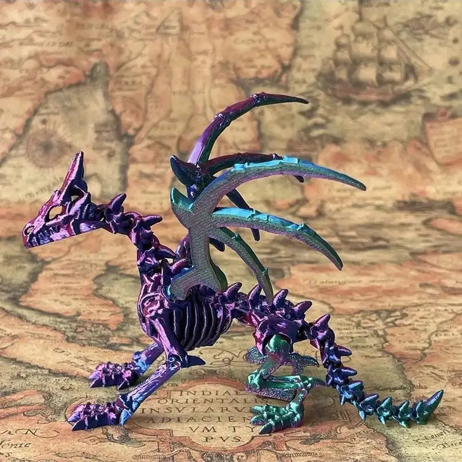 1Pc 3D Printed Dragon Skeleton With Movable Joints - Versatile Indoor/Outdoor Decor, Unique Animal Model Ornament Dragon Figurin