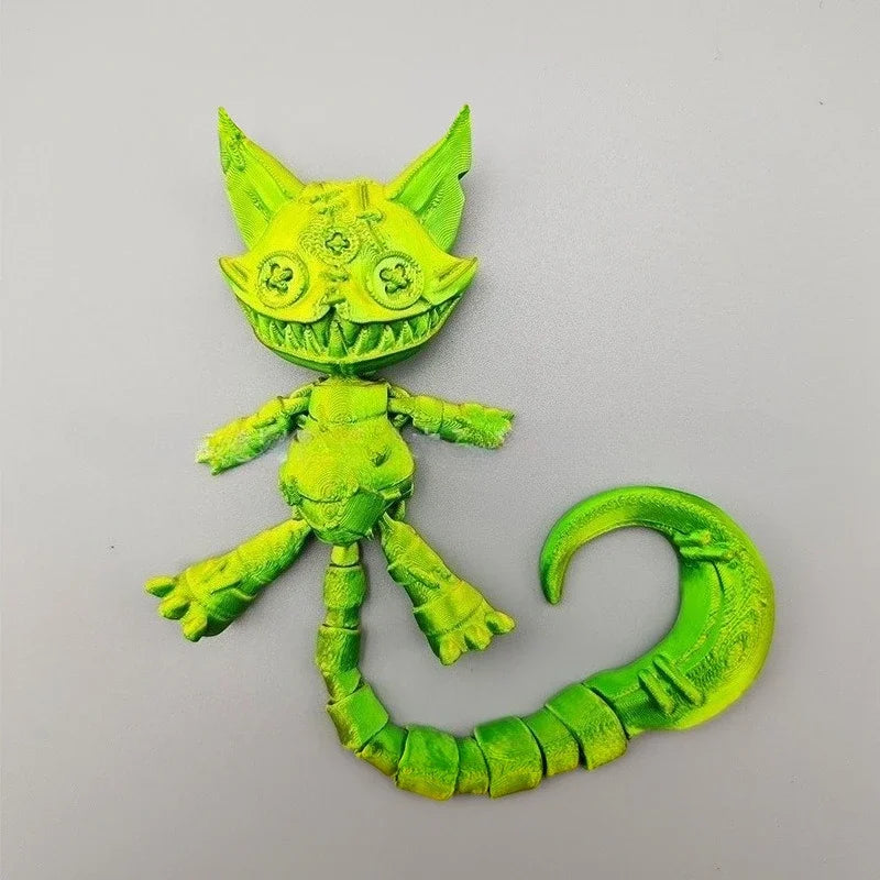 3D-printed Long-tailed Devil Cat with Movable Joints Throughout Its Body Stress-relieving Decorative Ornamen & Children's Gift