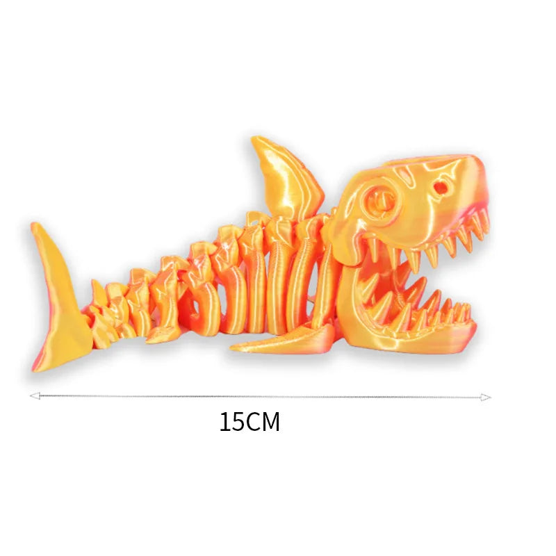 3D printed shark body joints can be modeled freely swinging toys, suitable for decoration, ornaments, holiday decoration gifts.